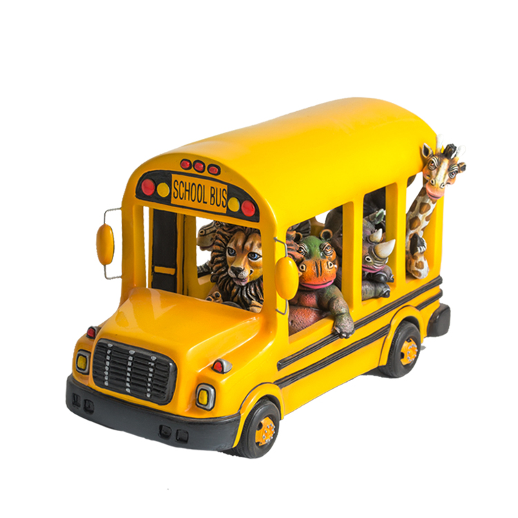 Limited Edition Mixed Media School Bus with African Animals