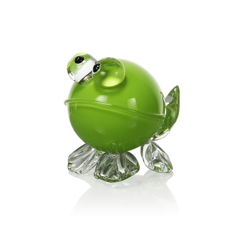 Handblown glass frog sculpture