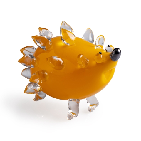Handblown glass hedgehog sculpture