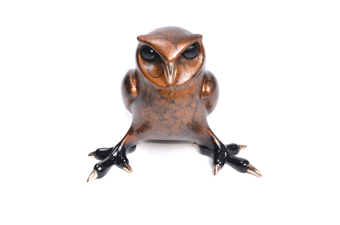 Signed, limited edition bronze owl sculpture by Tim FROGMAN Cotterill