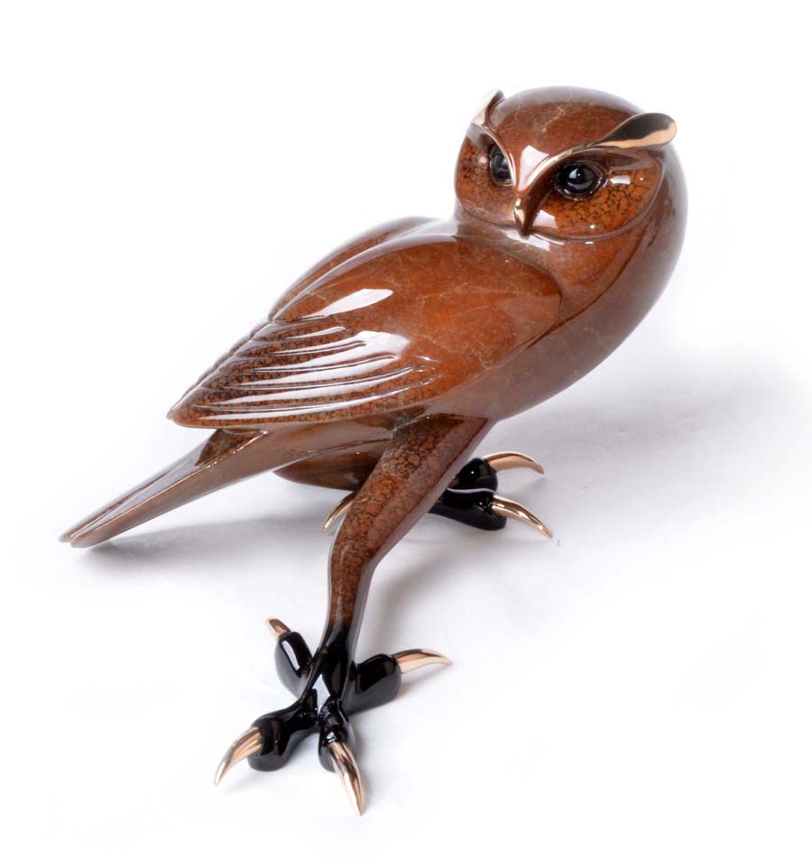 Signed, limited edition bronze owl sculpture