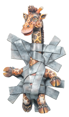 Giraffe with Duct Tape wall sculpture by Carlos & Albert