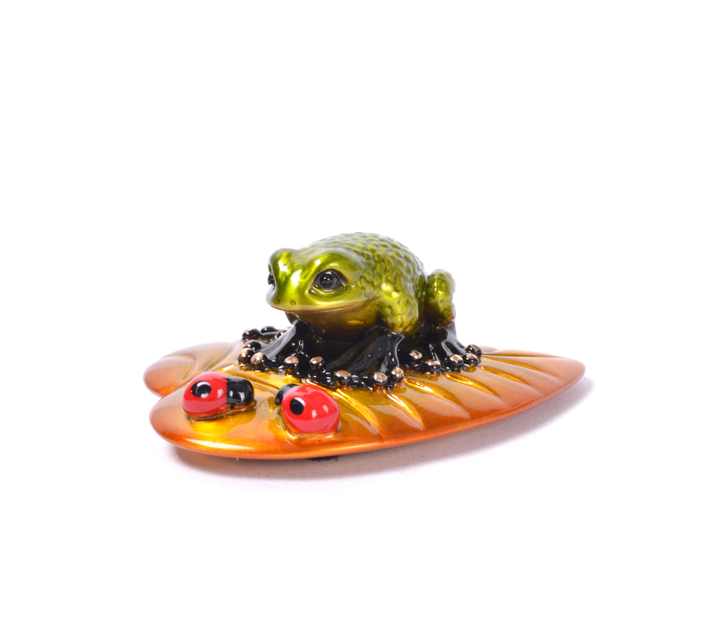 Limited Edition bronze frog on  heart-shaped leaf 