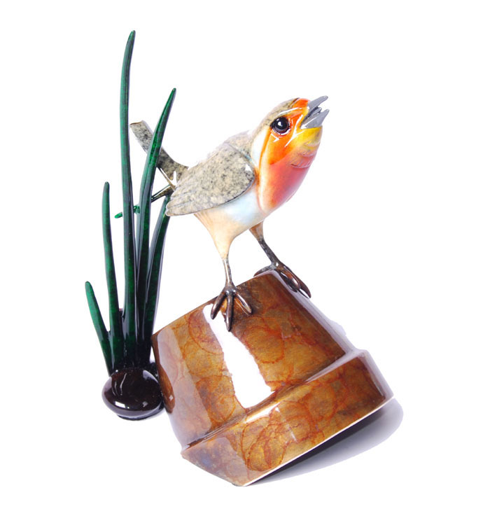 Signed, limited edition robin sculpture