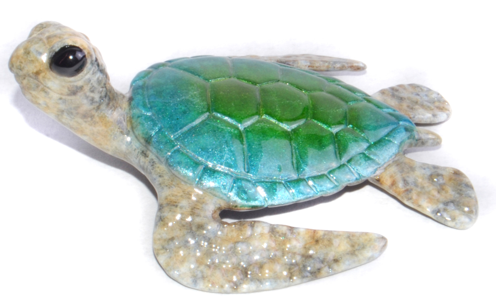 Signed, limited edition bronze turtle sculpture