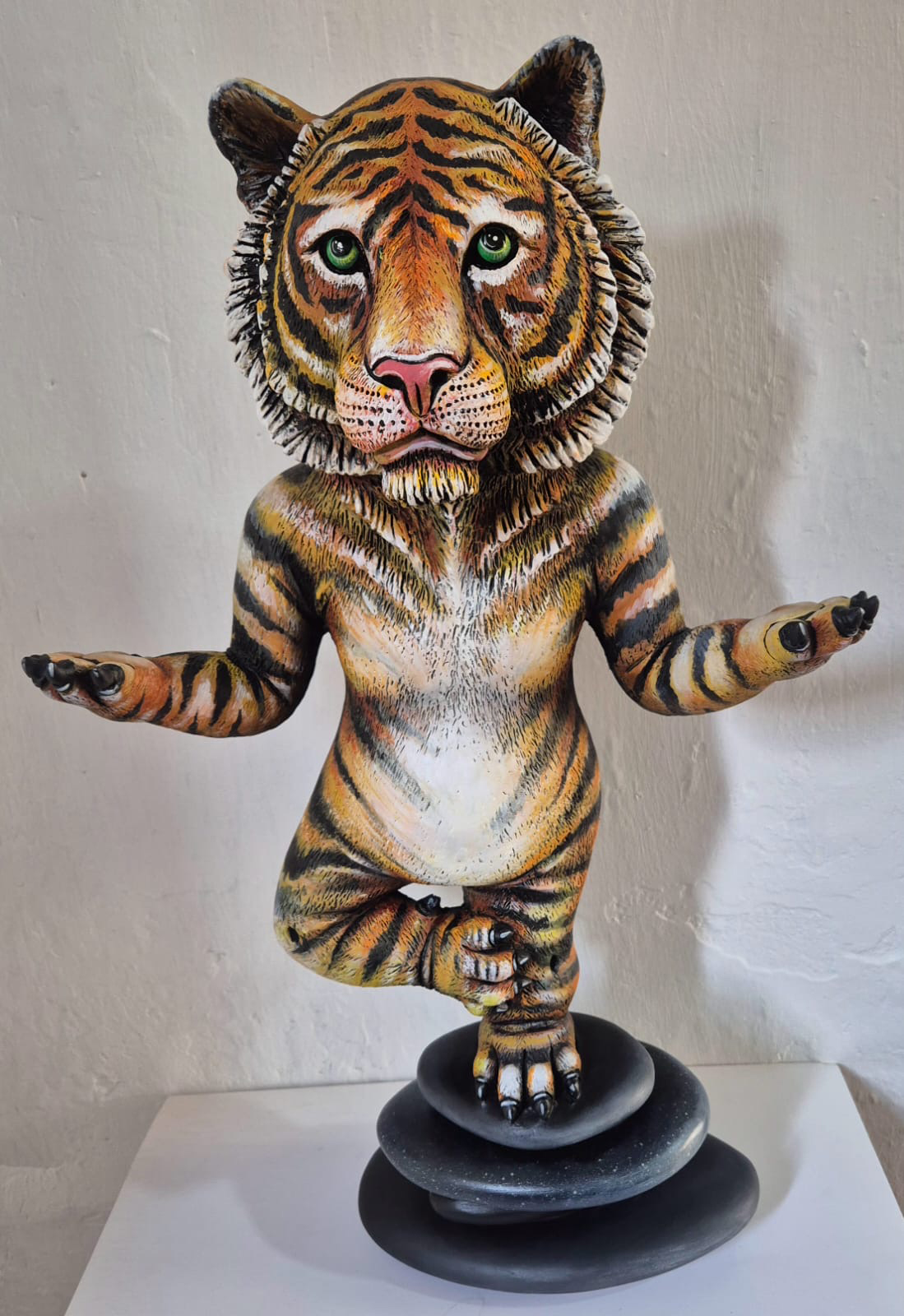 Signed, limited edition mixed media tiger sculpture by Carlos & Albert