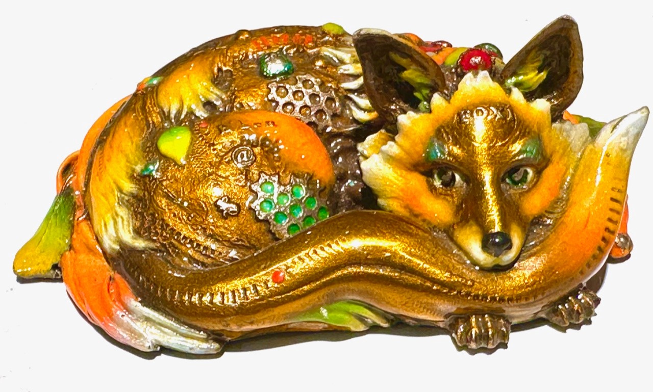Signed, limited edition bronze fox sculpture