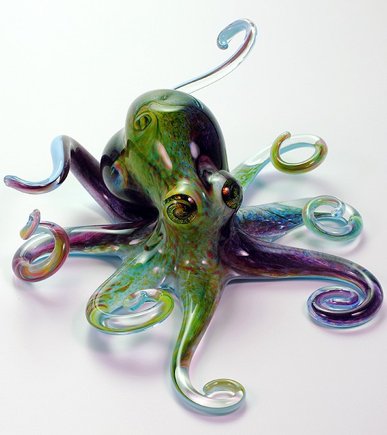 Multicolored Handblown Glass Octopus