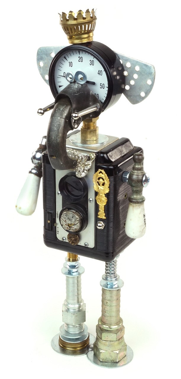 One-of-a-kind mixed media elephant sculpture by Amy flynn