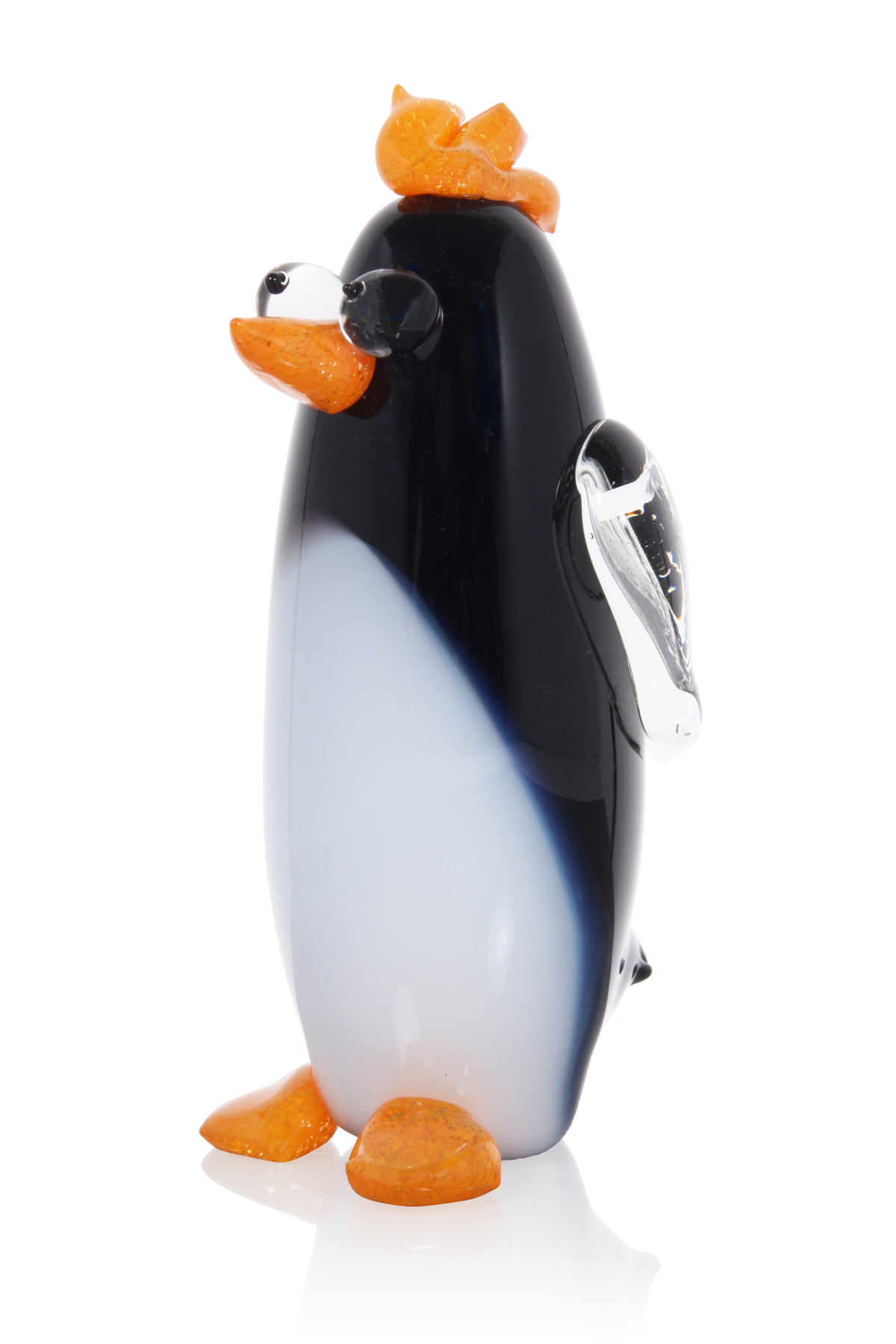 Signed, handblown glass penguin sculpture