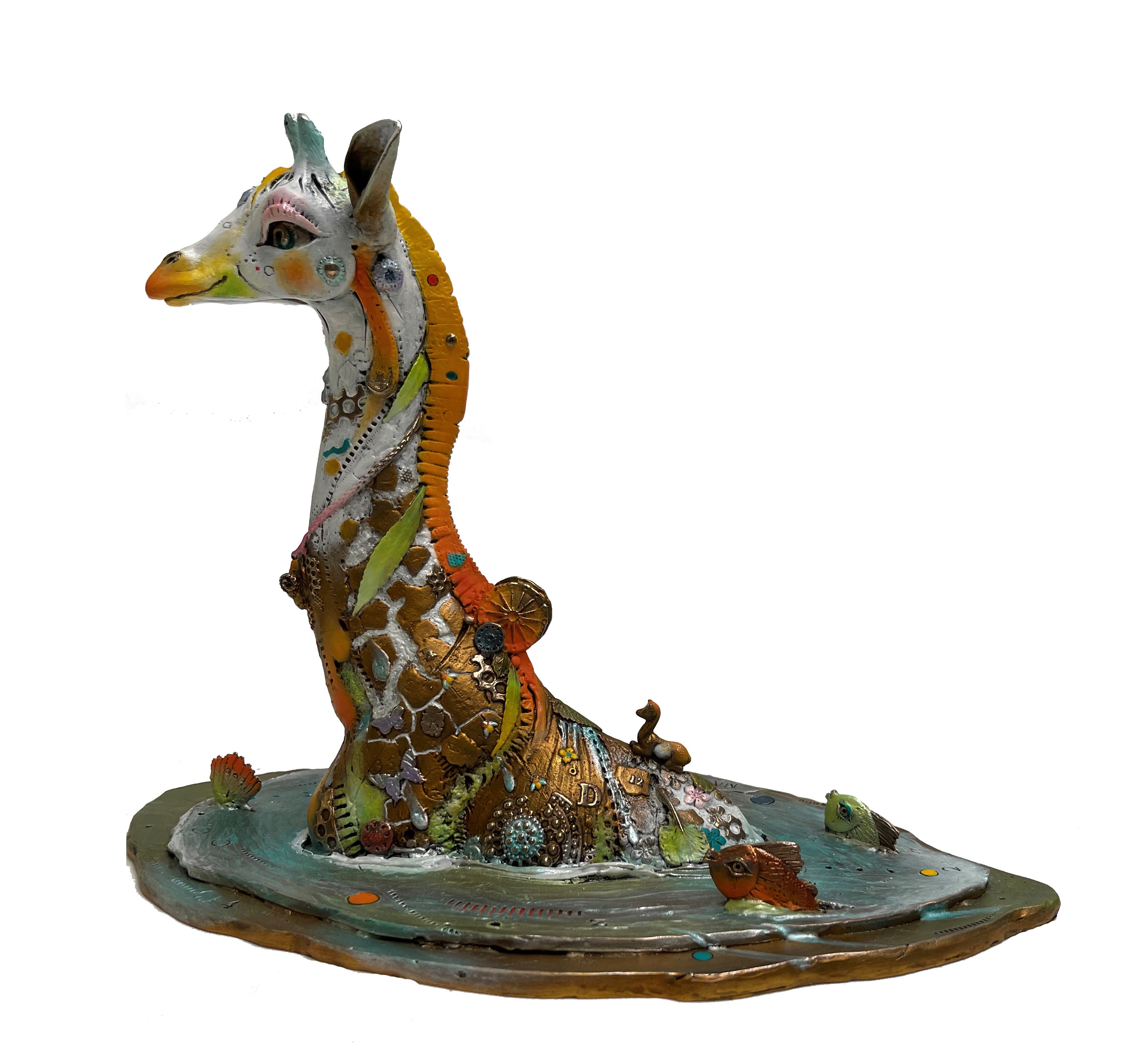 Signed, limited edition bronze giraffe sculpture by Nano Lopez