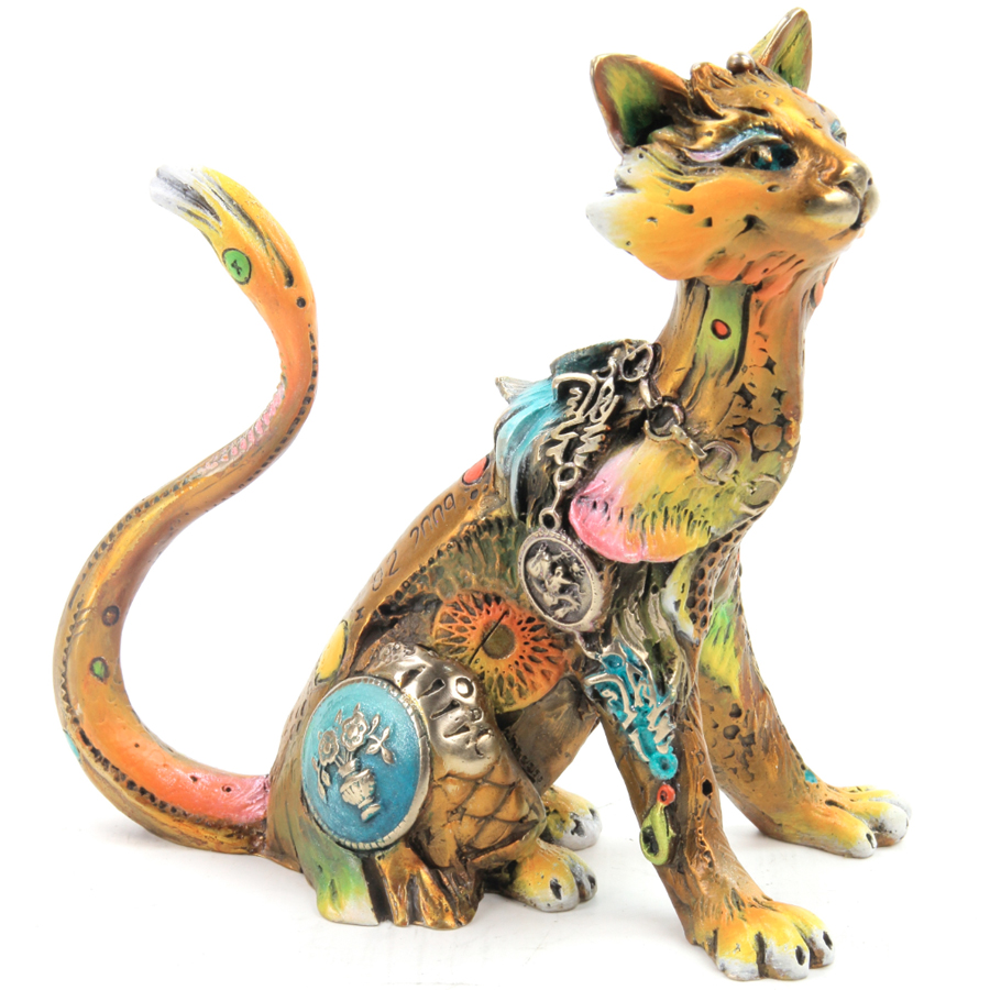Signed, limited edition bronze cat sculpture