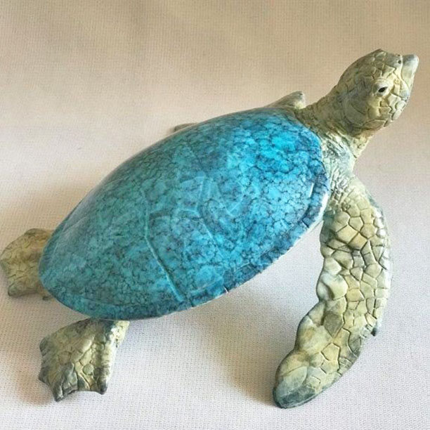 Signed, limited edition bronze sea turtle sculpture
