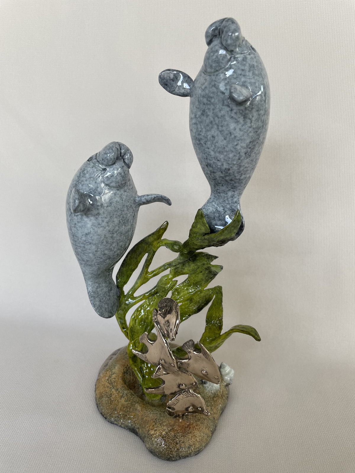 Signed, Limited Edition Bronze Manatees Sculpture by Brian Arthur