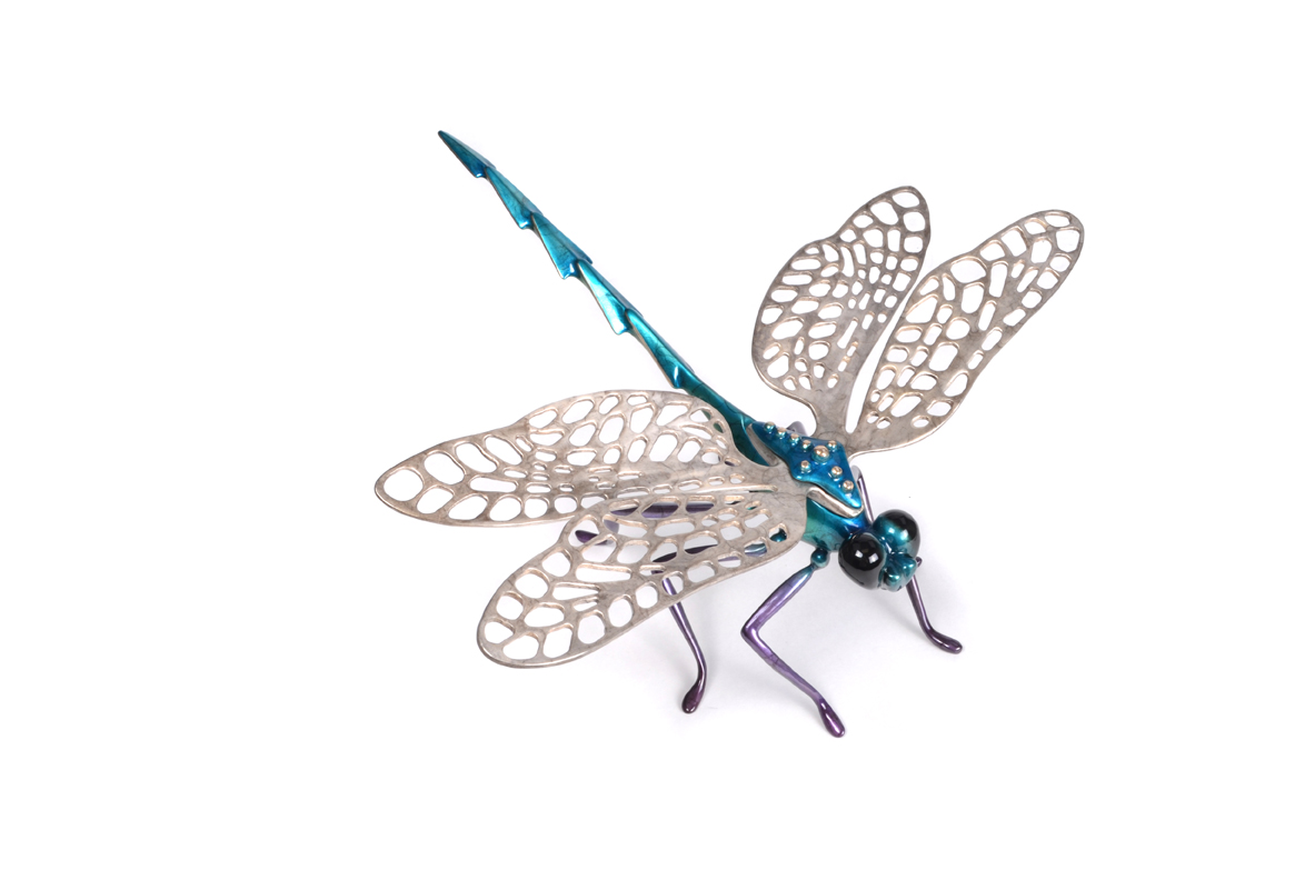 Signed, limited edition bronze dragonfly sculpture