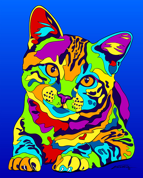Tabby Cat print on metal