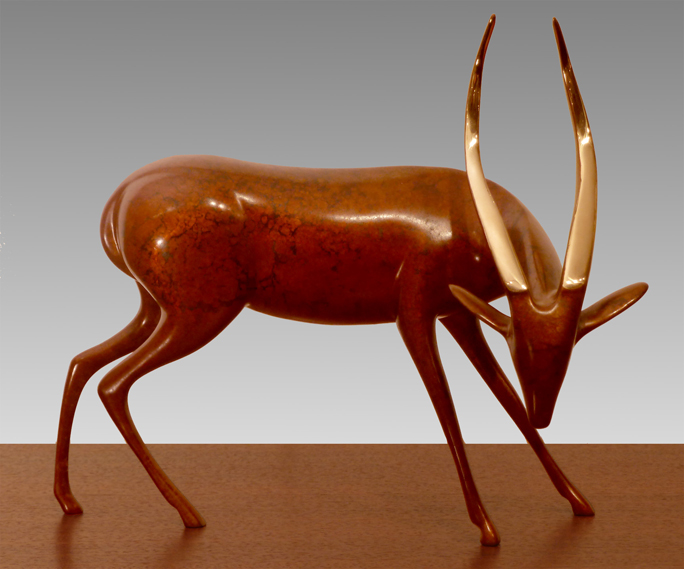 Signed, limited edition bronze gazelle sculpture