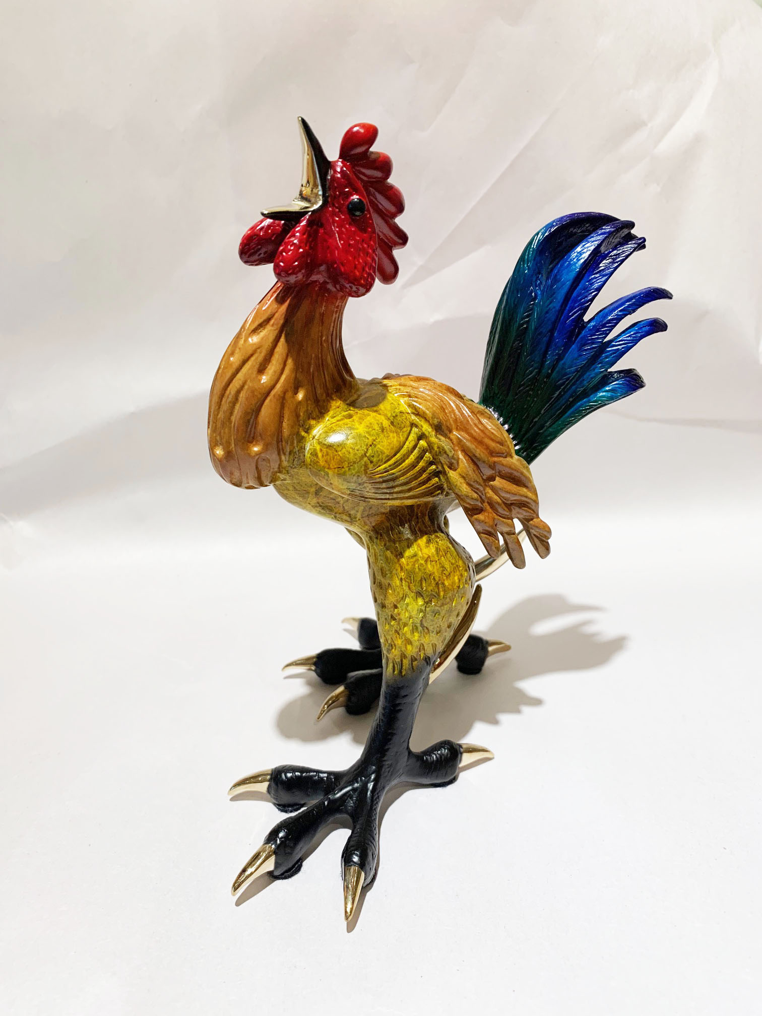 Signed, limited edition bronze rooster sculpture by Tim Cotterill