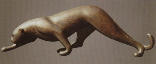 Signed, limited edition bronze cougar sculpture