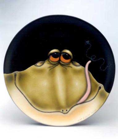 Ceramic frog plate by Todd Warner