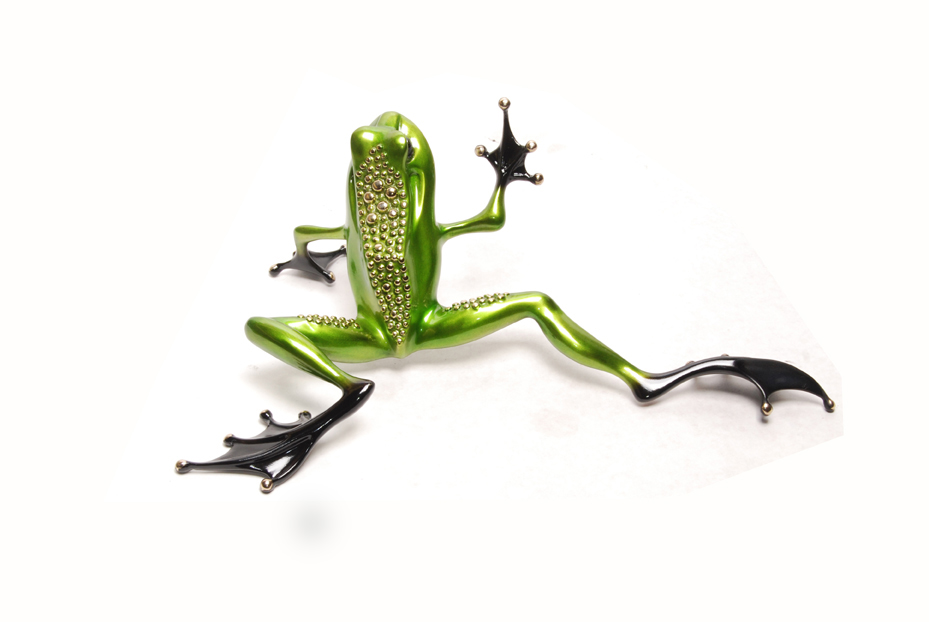 Signed, limited edition bronze frog sculpture