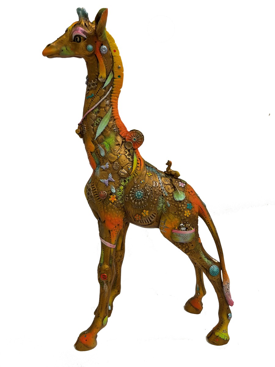 Signed, limited edition bronze giraffe sculpture