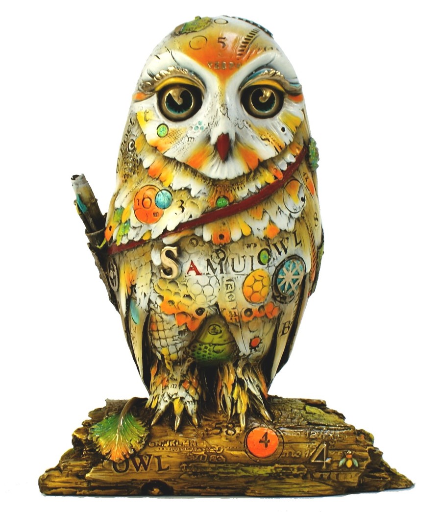 Signed, limited edition bronze owl sculpture