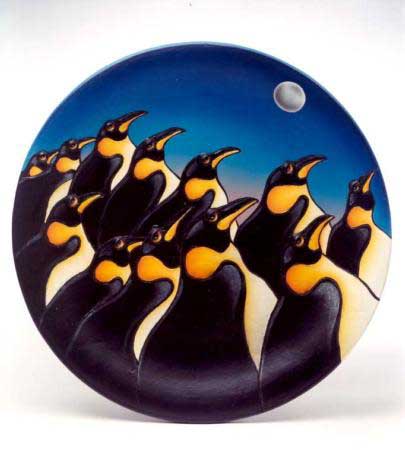 Ceramic penguin plate for wall hanging